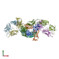 PDB entry 3v6f coloured by chain, front view.