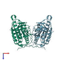 PDB entry 3v6l coloured by chain, top view.