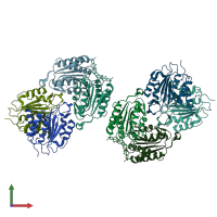 PDB entry 3v6m coloured by chain, front view.