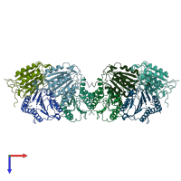 PDB entry 3v6m coloured by chain, top view.
