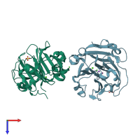 PDB entry 3v6n coloured by chain, top view.