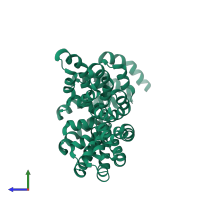 PDB entry 3v6p coloured by chain, side view.