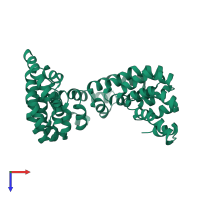 PDB entry 3v6p coloured by chain, top view.