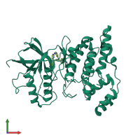 Monomeric assembly 1 of PDB entry 3v6r coloured by chemically distinct molecules, front view.