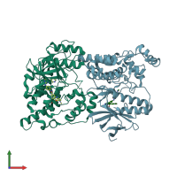 PDB entry 3v6s coloured by chain, front view.