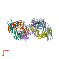 PDB entry 3v6z coloured by chain, top view.