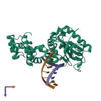 PDB entry 3v72 coloured by chain, top view.