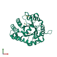 PDB entry 3v75 coloured by chain, front view.