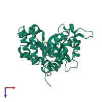 PDB entry 3v75 coloured by chain, top view.