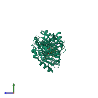 PDB entry 3v76 coloured by chain, side view.