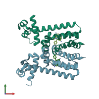 PDB entry 3v78 coloured by chain, front view.