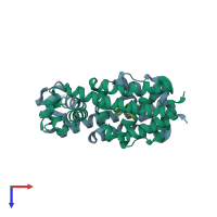 PDB entry 3v78 coloured by chain, top view.