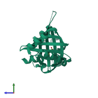 PDB entry 3v85 coloured by chain, side view.