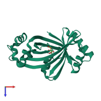 PDB entry 3v85 coloured by chain, top view.