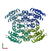 PDB entry 3v8b coloured by chain, front view.