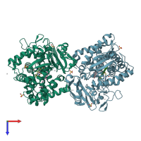 PDB entry 3v8d coloured by chain, top view.