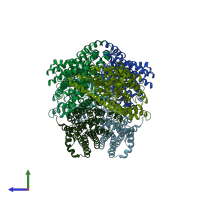 PDB entry 3v8g coloured by chain, side view.