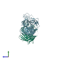 PDB entry 3v8u coloured by chain, side view.
