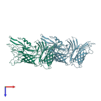 PDB entry 3v8u coloured by chain, top view.