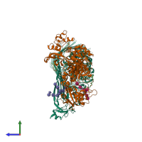 PDB entry 3v8x coloured by chain, side view.