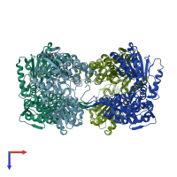 PDB entry 3v9i coloured by chain, top view.