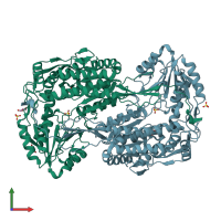 PDB entry 3v9j coloured by chain, front view.