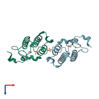 PDB entry 3v9m coloured by chain, top view.