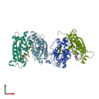 PDB entry 3v9u coloured by chain, front view.