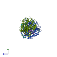 PDB entry 3v9u coloured by chain, side view.