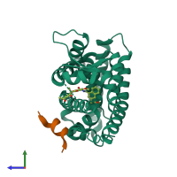 PDB entry 3v9v coloured by chain, side view.