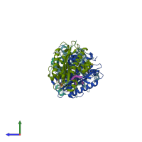 PDB entry 3v9w coloured by chain, side view.