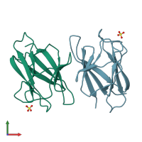 PDB entry 3va1 coloured by chain, front view.