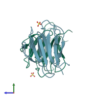 PDB entry 3va1 coloured by chain, side view.