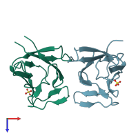 PDB entry 3va1 coloured by chain, top view.