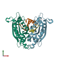 PDB entry 3va3 coloured by chain, front view.