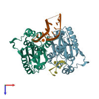 PDB entry 3va3 coloured by chain, top view.