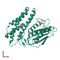 PDB entry 3vad coloured by chain, front view.
