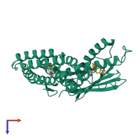 PDB entry 3vad coloured by chain, top view.