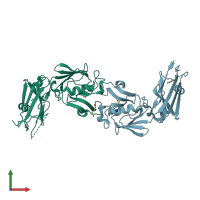 PDB entry 3vae coloured by chain, front view.
