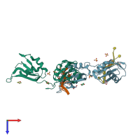 PDB entry 3vaf coloured by chain, top view.