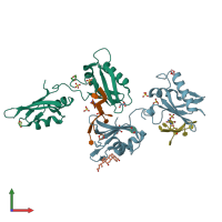 PDB entry 3vaj coloured by chain, front view.