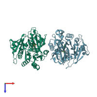 PDB entry 3vaq coloured by chain, top view.