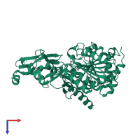 PDB entry 3vat coloured by chain, top view.