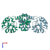 PDB entry 3vay coloured by chain, top view.