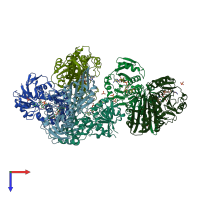 PDB entry 3vaz coloured by chain, top view.