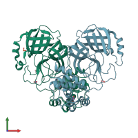 PDB entry 3vb3 coloured by chain, front view.