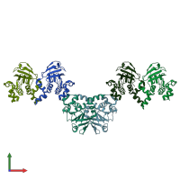 PDB entry 3vba coloured by chain, front view.