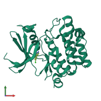 PDB entry 3vbt coloured by chain, front view.