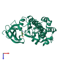 PDB entry 3vbv coloured by chain, top view.