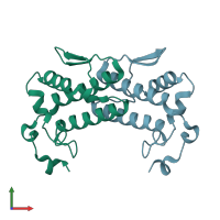 PDB entry 3vbz coloured by chain, front view.